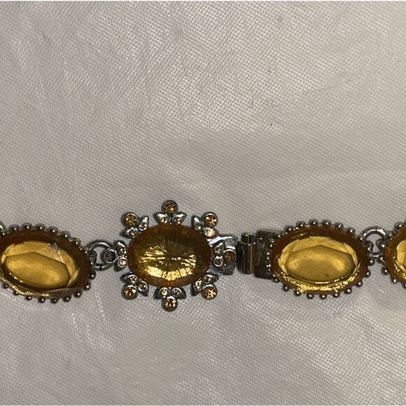 Banana Republic floral yellow Gold Jewel Statement Necklace - Picture 4 of 10